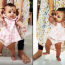 INFANT WALKING WITH SUPPORT BY 100 DAYS BABY GIRL